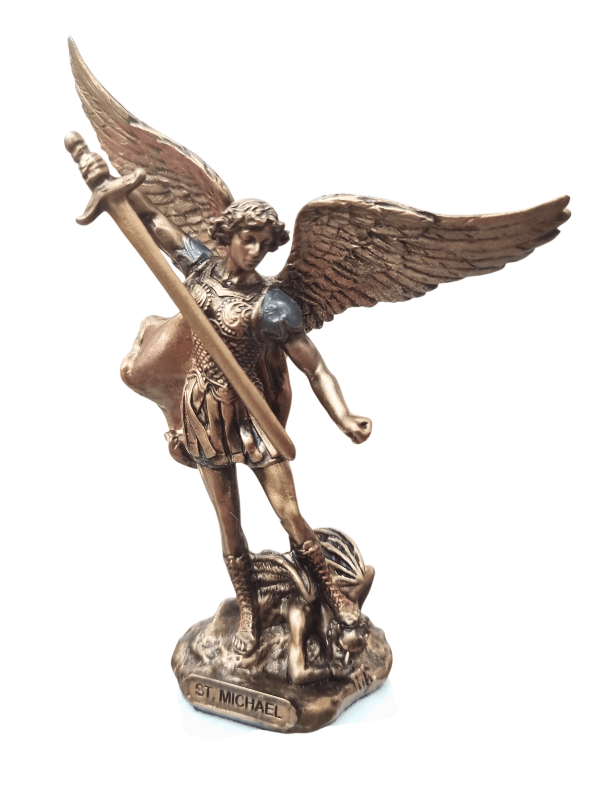 Imagem de São Miguel em Resina com Acabamento em Bronze 10 cm-TerraCotta Arte Sacra