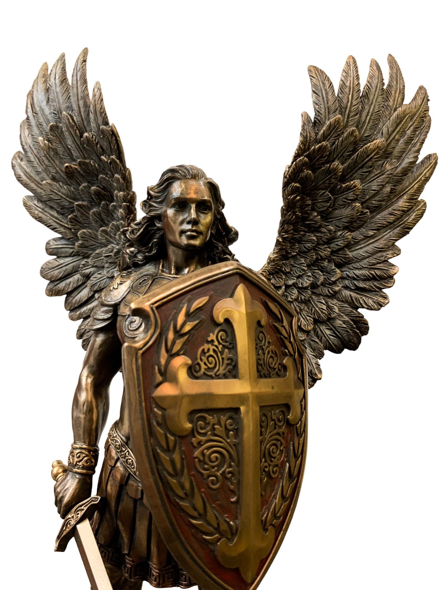 Imagem de São Miguel sem o Demônio com Acabamento em Bronze 36 cm-TerraCotta Arte Sacra