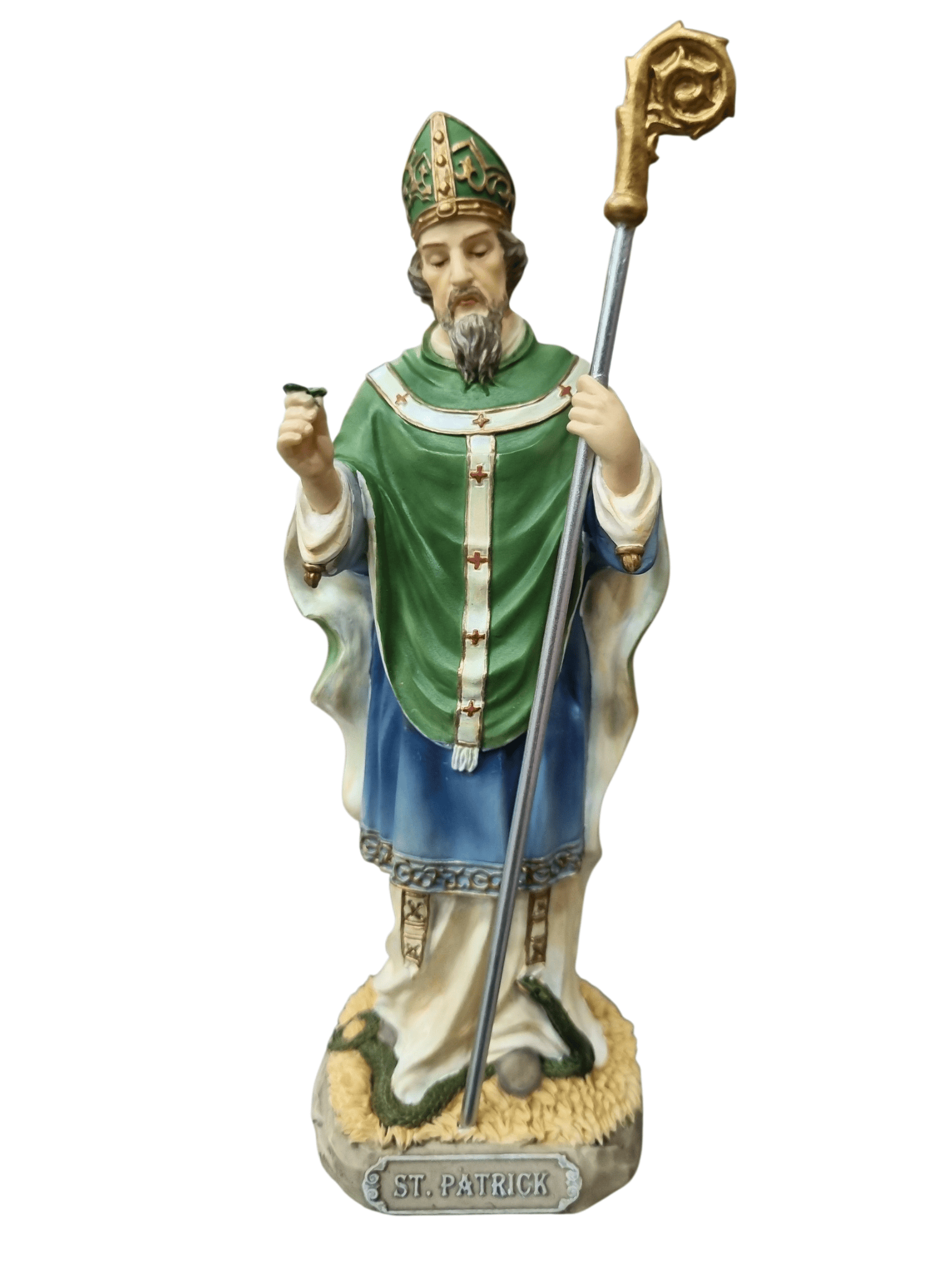 Imagem de São Patrício em Resina Colorida 16 cm-TerraCotta Arte Sacra