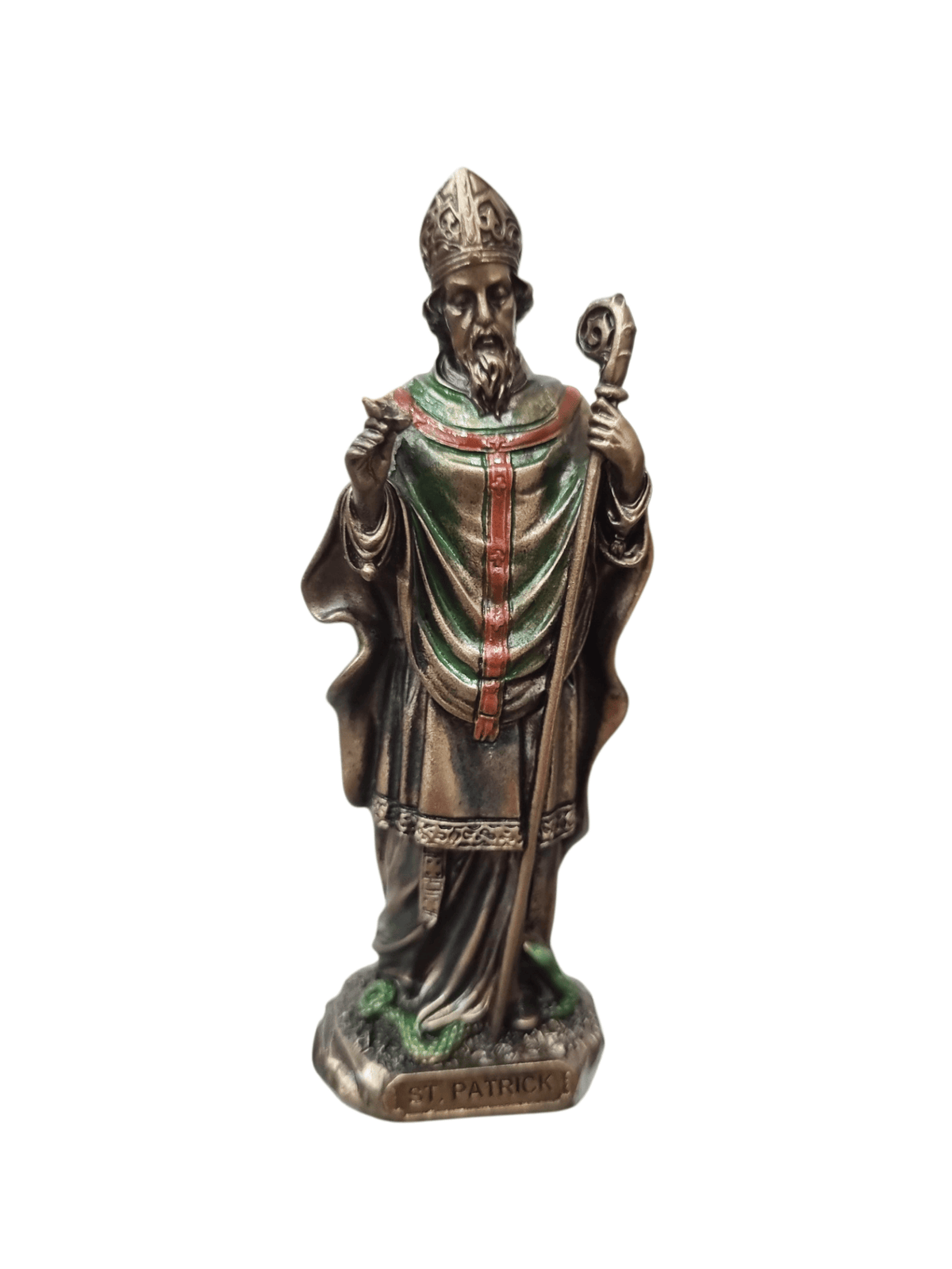 Imagem de São Patrício em Resina com Acabamento em Bronze 8,5 cm-TerraCotta Arte Sacra