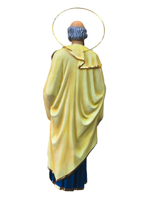 Imagem de São Pedro em Pó de Mármore Colorido com Olhos de Vidro-TerraCotta Arte Sacra