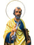 Imagem de São Pedro em Pó de Mármore Colorido com Olhos de Vidro-TerraCotta Arte Sacra