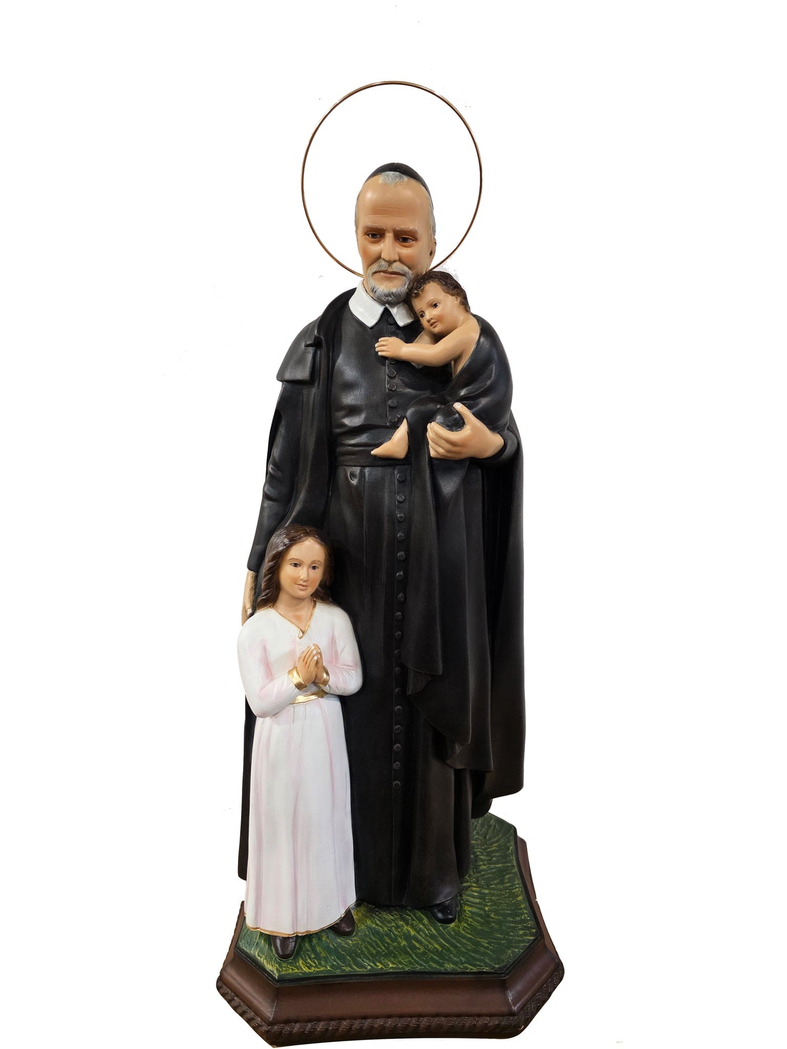 Imagem de São Vicente de Paula 60 cm em Pó de Mármore-TerraCotta Arte Sacra