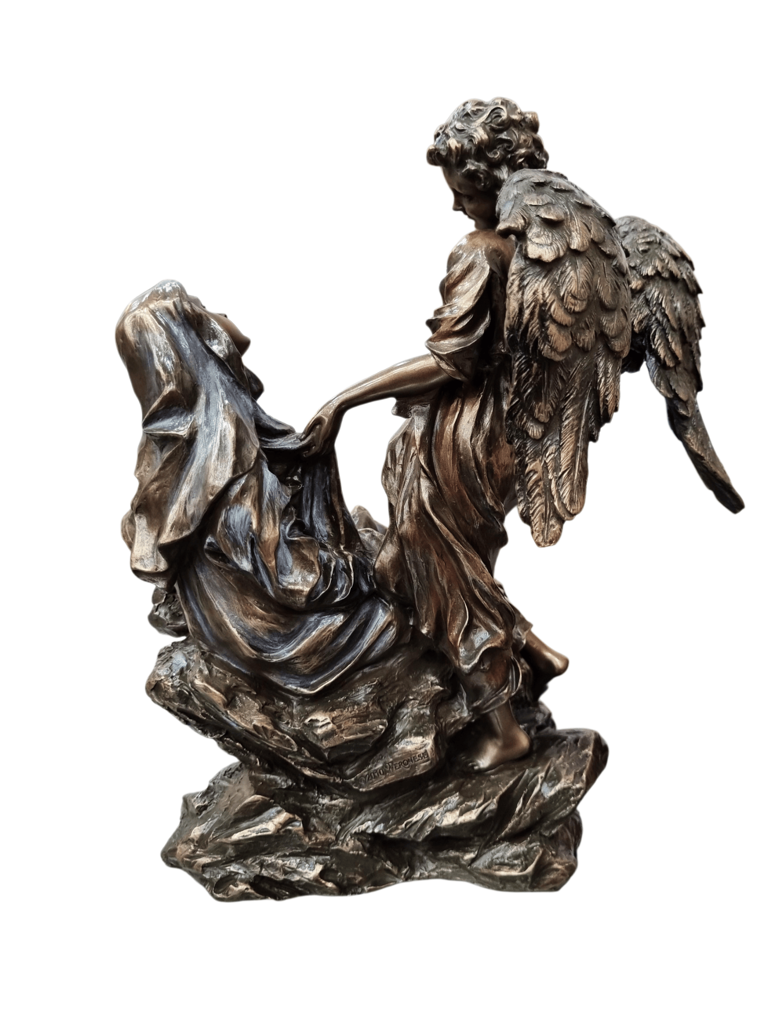 Imagem do Êxtase de Santa Teresa D'Ávila em Pó de Mármore com Acabamento em Bronze 22 cm-TerraCotta Arte Sacra