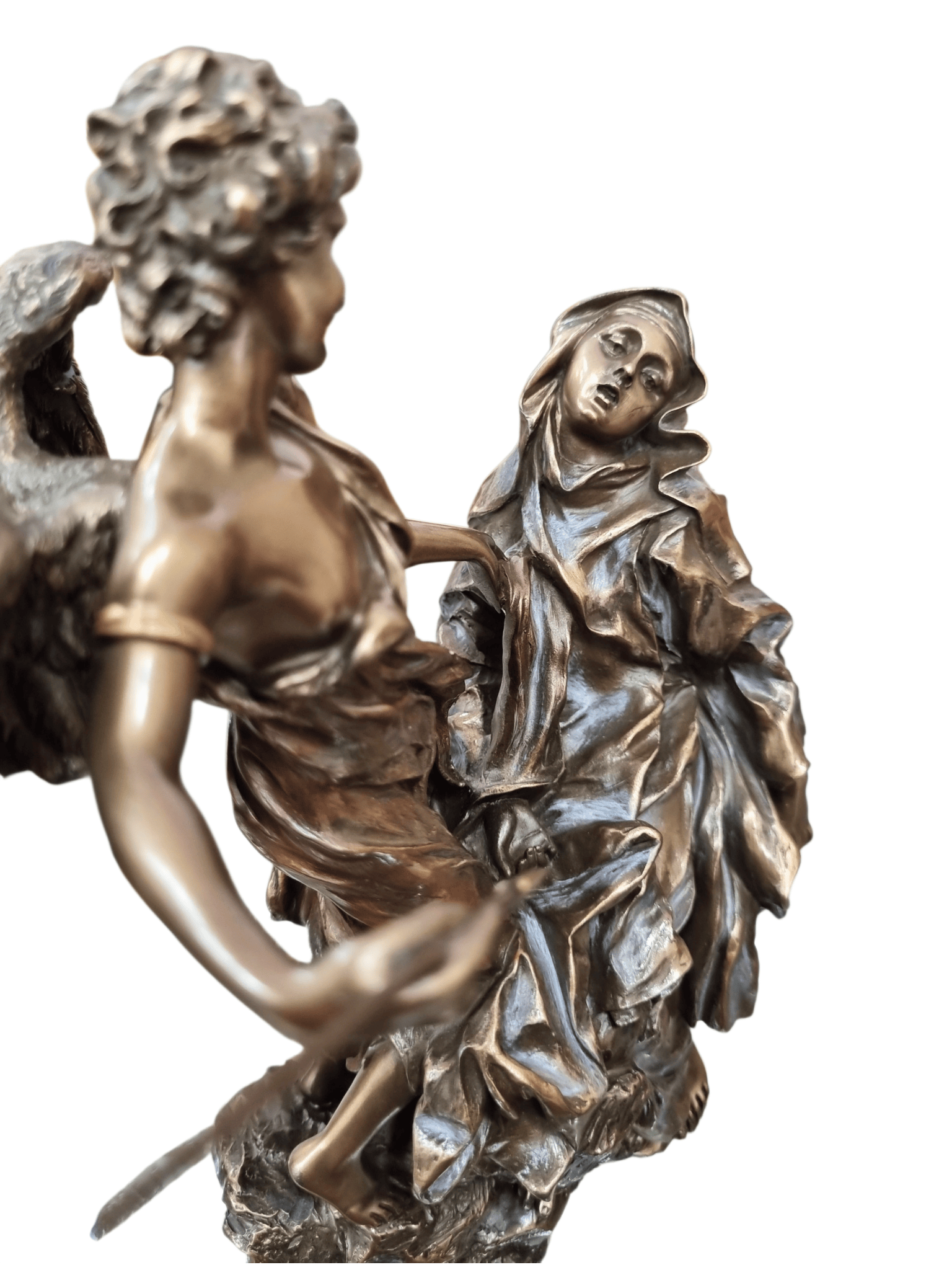 Imagem do Êxtase de Santa Teresa D'Ávila em Pó de Mármore com Acabamento em Bronze 22 cm-TerraCotta Arte Sacra