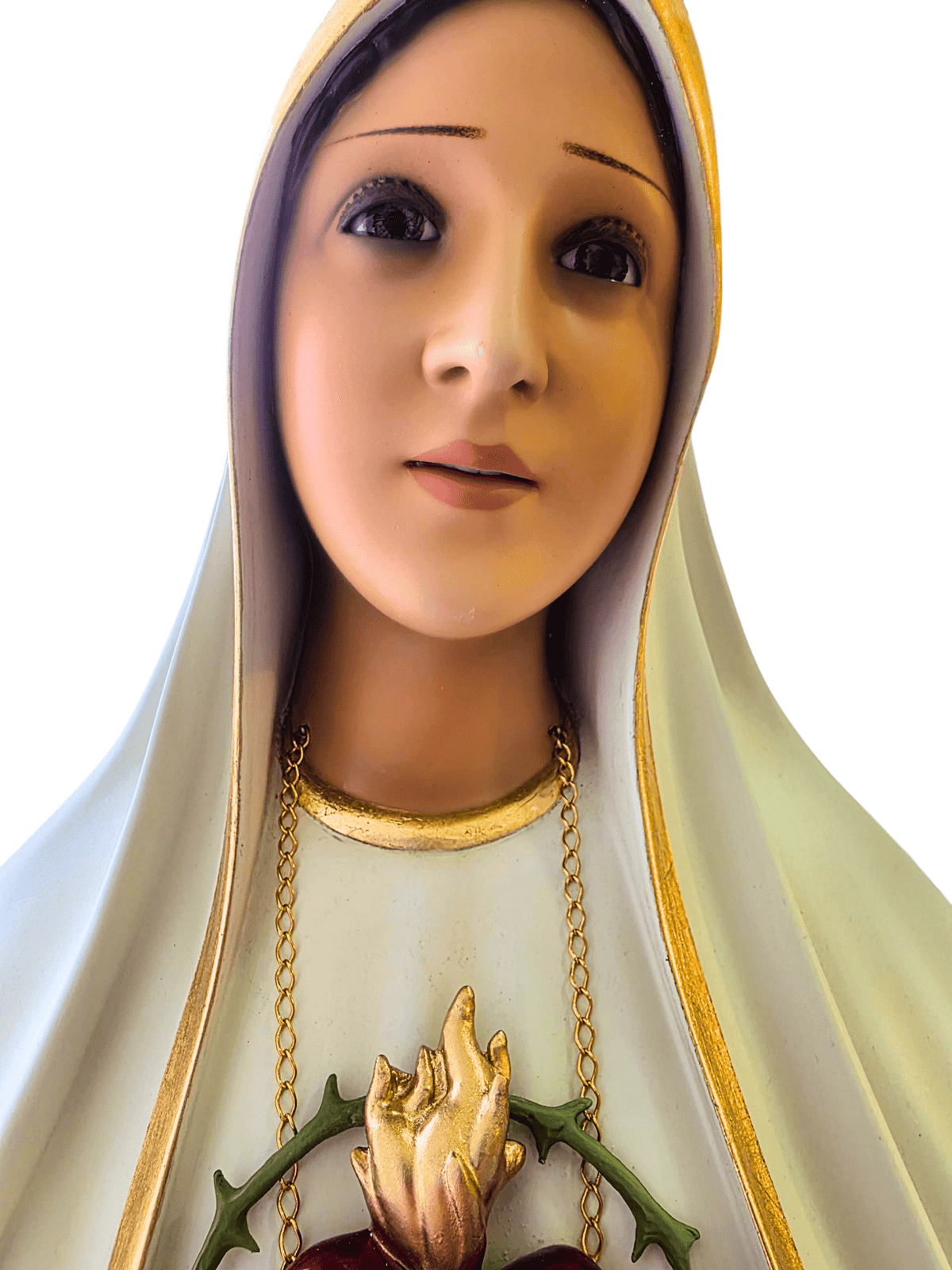 Imagem do Imaculado Coração de Fátima com Olhos de Vidro 1,20 m-TerraCotta Arte Sacra