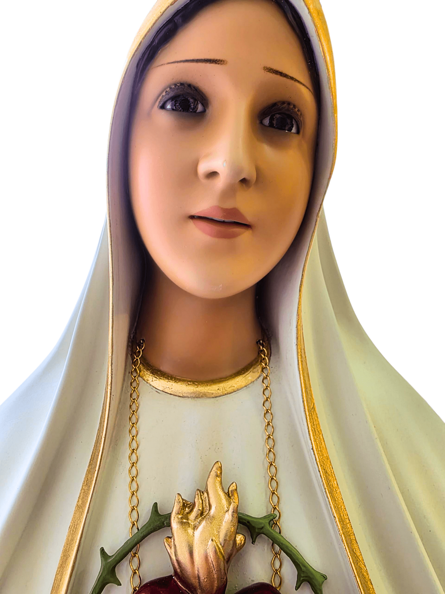 Imagem do Imaculado Coração de Fátima com Olhos de Vidro 1,20 m-TerraCotta Arte Sacra