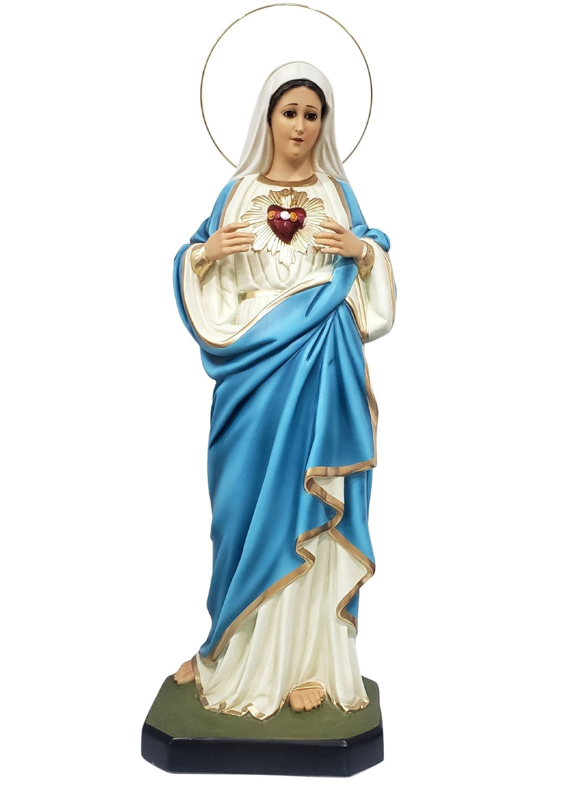 Imagem do Imaculado Coração de Maria com Olhos de Vidro 82 cm-TerraCotta Arte Sacra