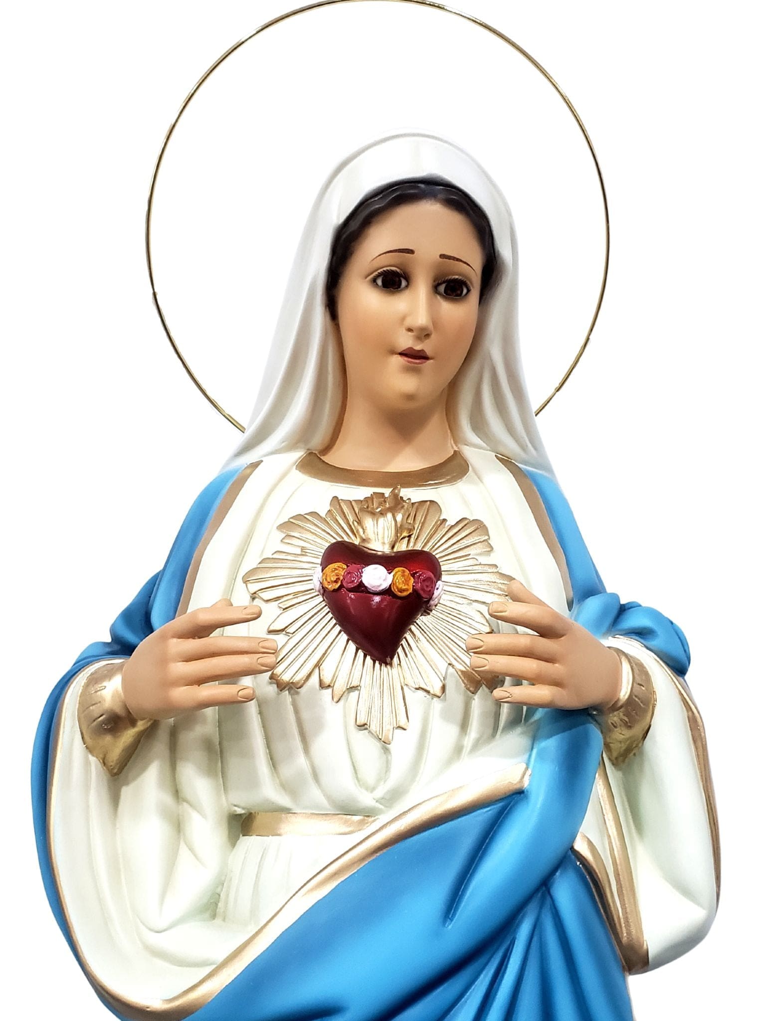 Imagem do Imaculado Coração de Maria com Olhos de Vidro 82 cm-TerraCotta Arte Sacra