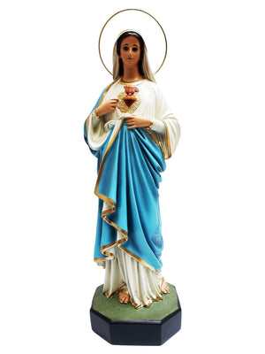 Imagem do Imaculado Coração de Maria, com olhos de vidro 45 cm-TerraCotta Arte Sacra