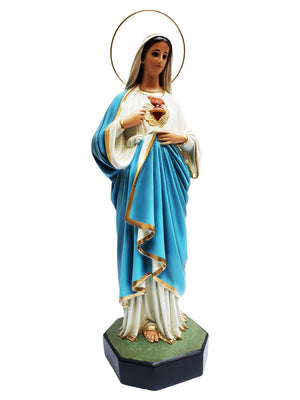 Imagem do Imaculado Coração de Maria, com olhos de vidro 45 cm-TerraCotta Arte Sacra