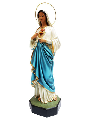 Imagem do Imaculado Coração de Maria, com olhos de vidro 45 cm-TerraCotta Arte Sacra