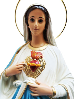 Imagem do Imaculado Coração de Maria, com olhos de vidro 45 cm-TerraCotta Arte Sacra