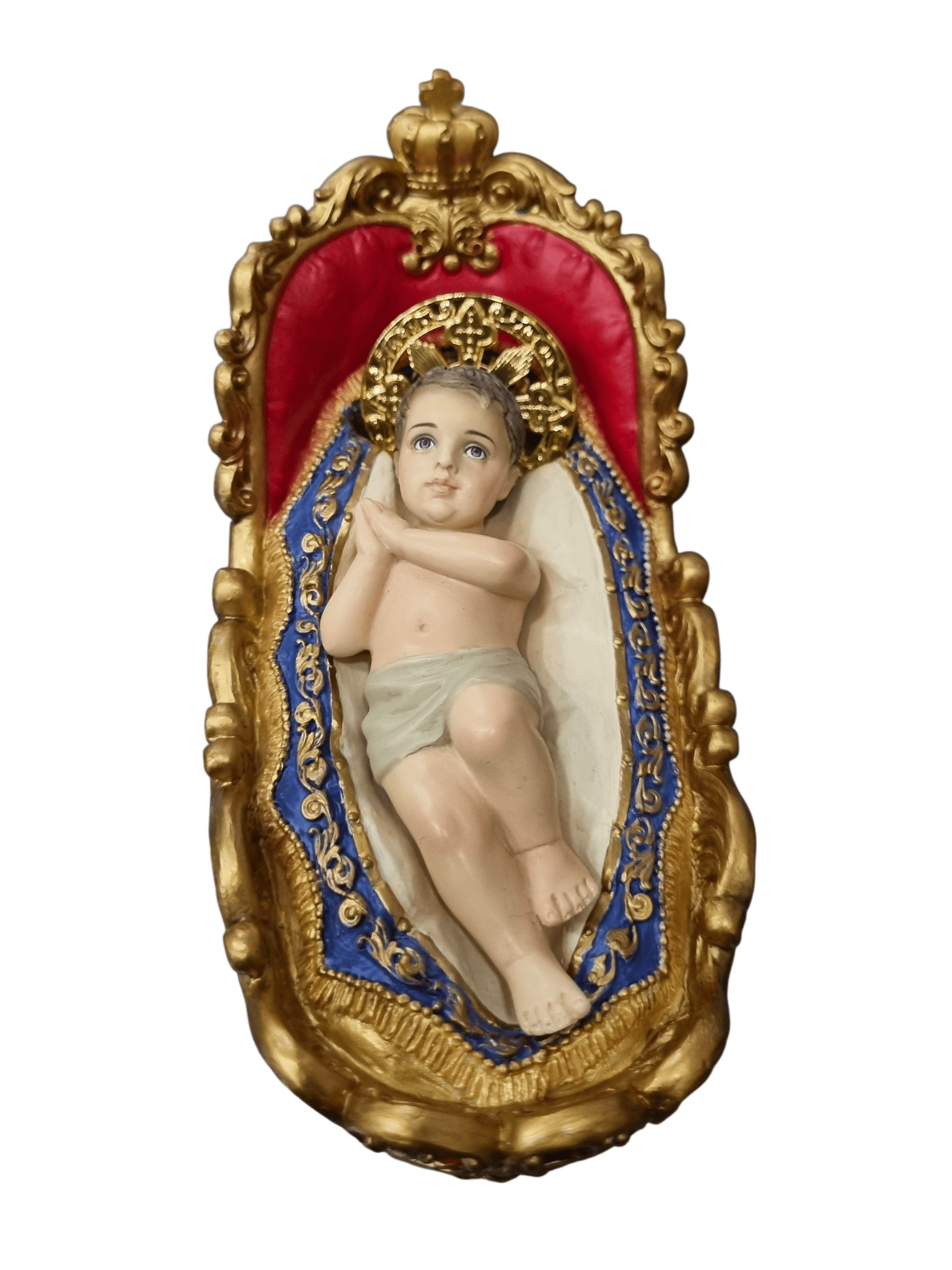 Imagem do Menino Jesus na Manjedoura em Resina Colorida 12 cm-TerraCotta Arte Sacra