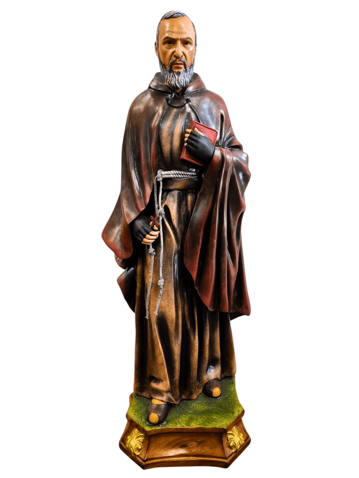 Imagem do Padre Pio Colorida em Fibra de Vidro 1 m-TerraCotta Arte Sacra