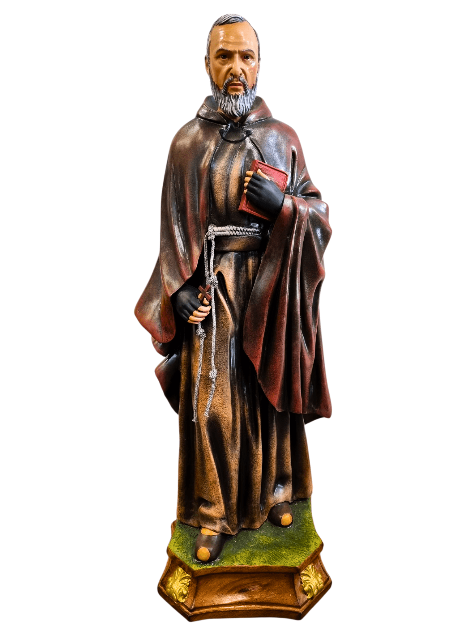 Imagem do Padre Pio Colorida em Fibra de Vidro 1 m-TerraCotta Arte Sacra