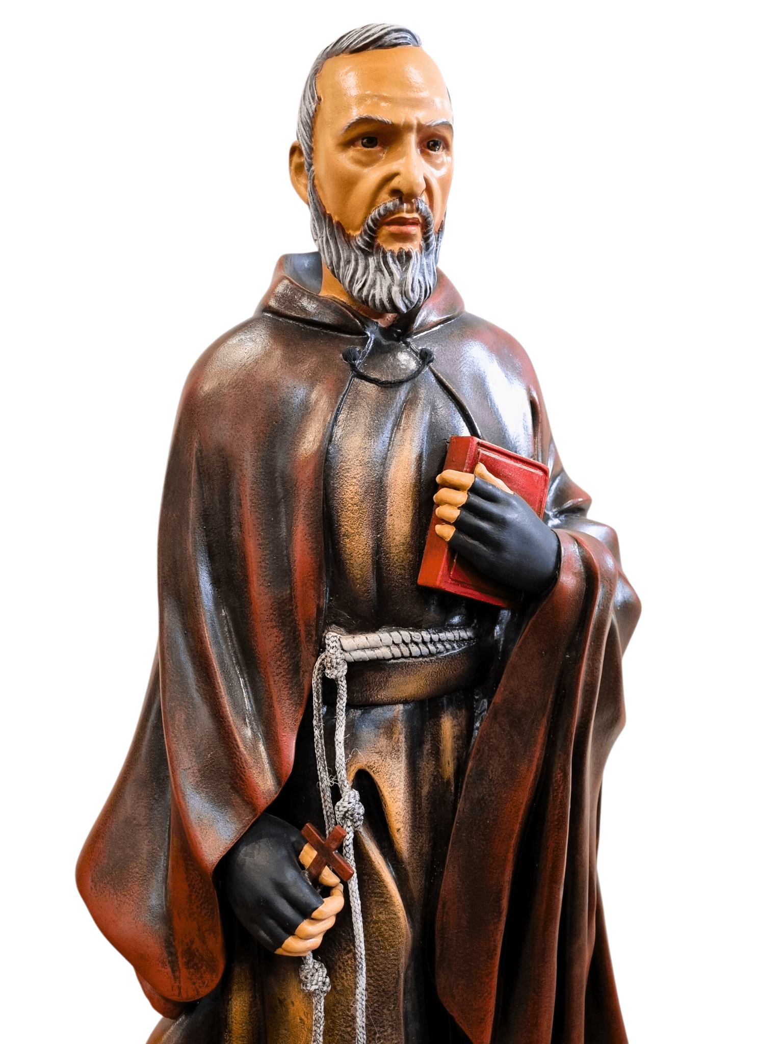 Imagem do Padre Pio Colorida em Fibra de Vidro 1 m-TerraCotta Arte Sacra