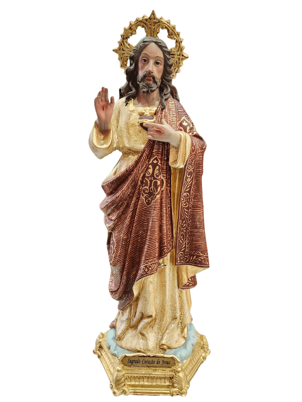 Imagem do Sagrado Coração Jesus Policromado de 43 cm-TerraCotta Arte Sacra