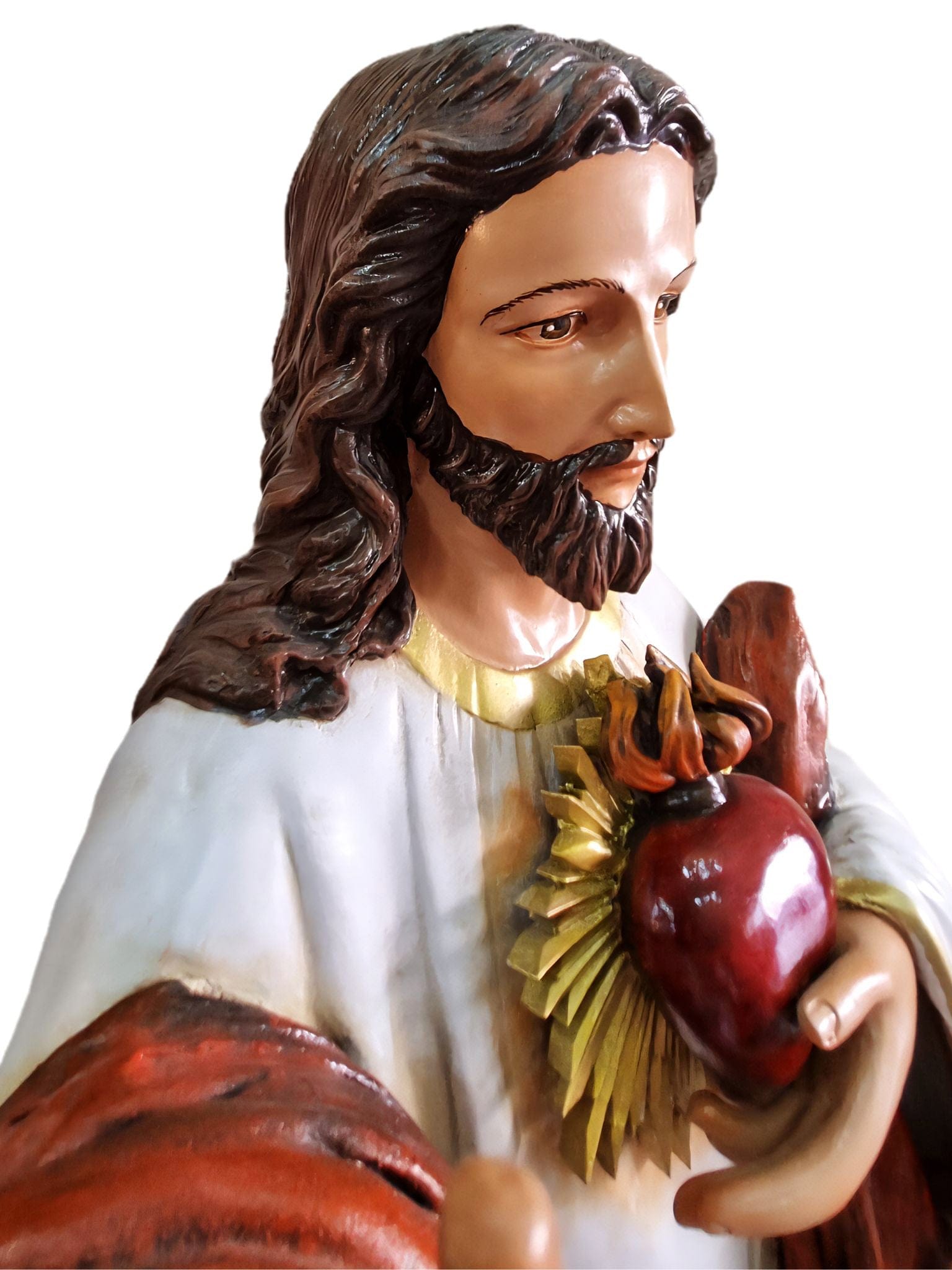 Imagem do Sagrado Coração de Jesus Colorida em Fibra de Vidro 130 m-TerraCotta Arte Sacra