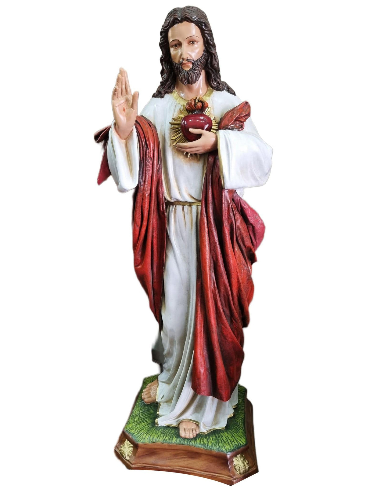 Imagem do Sagrado Coração de Jesus Colorida em Fibra de Vidro 130 m-TerraCotta Arte Sacra