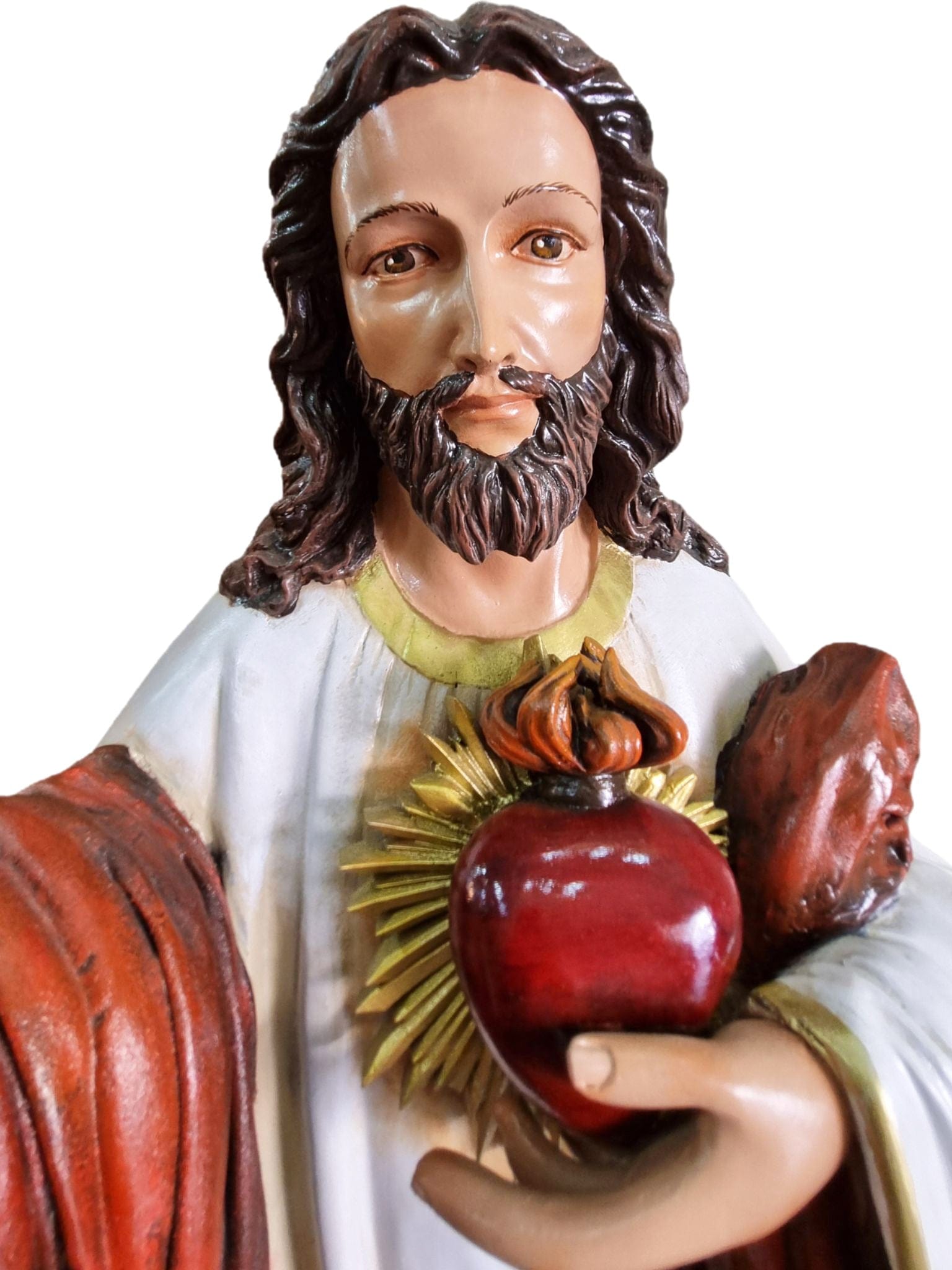 Imagem do Sagrado Coração de Jesus Colorida em Fibra de Vidro 130 m-TerraCotta Arte Sacra