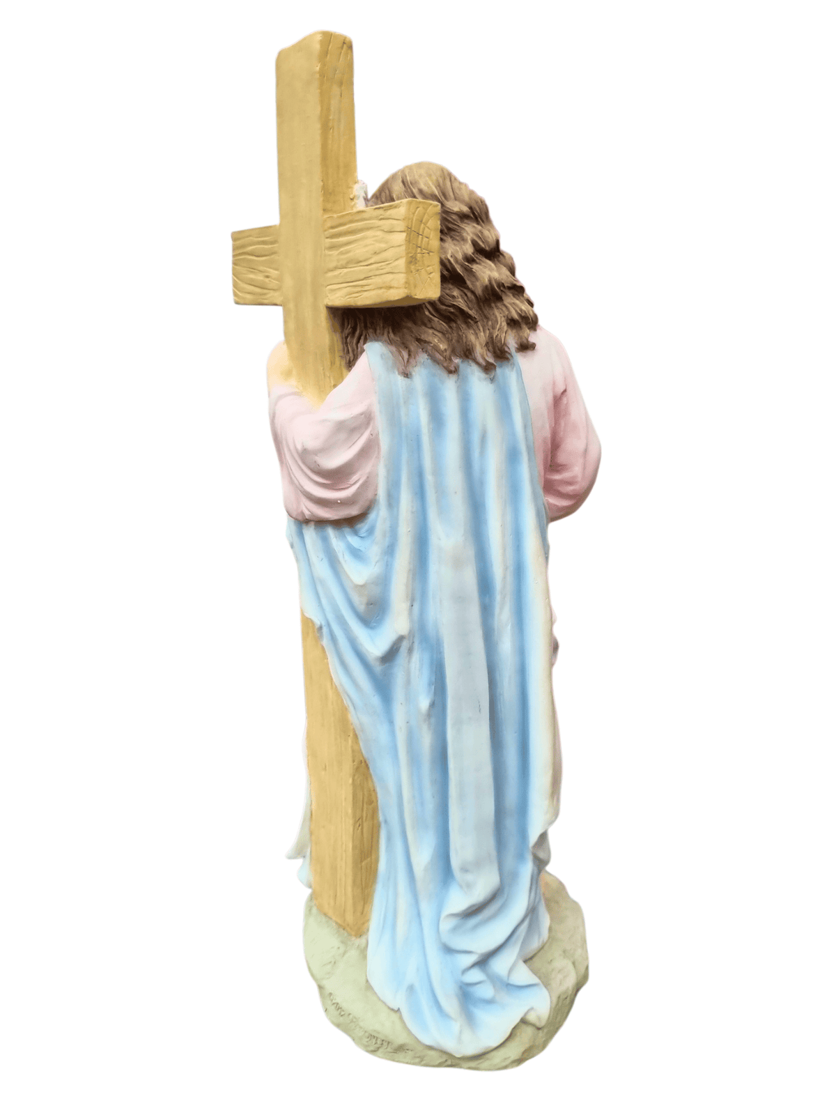 Imagem do Sagrado Coração de Jesus com Cruz e Espírito Santo em Pó de Mármore 28 cm-TerraCotta Arte Sacra
