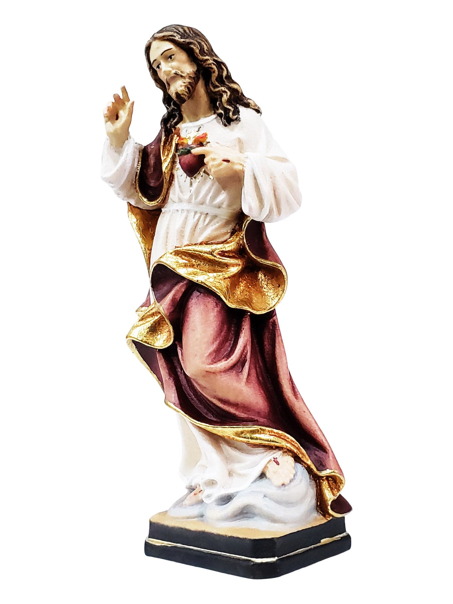 Imagem do Sagrado Coração de Jesus em Madeira Italiana 15 cm-TerraCotta Arte Sacra