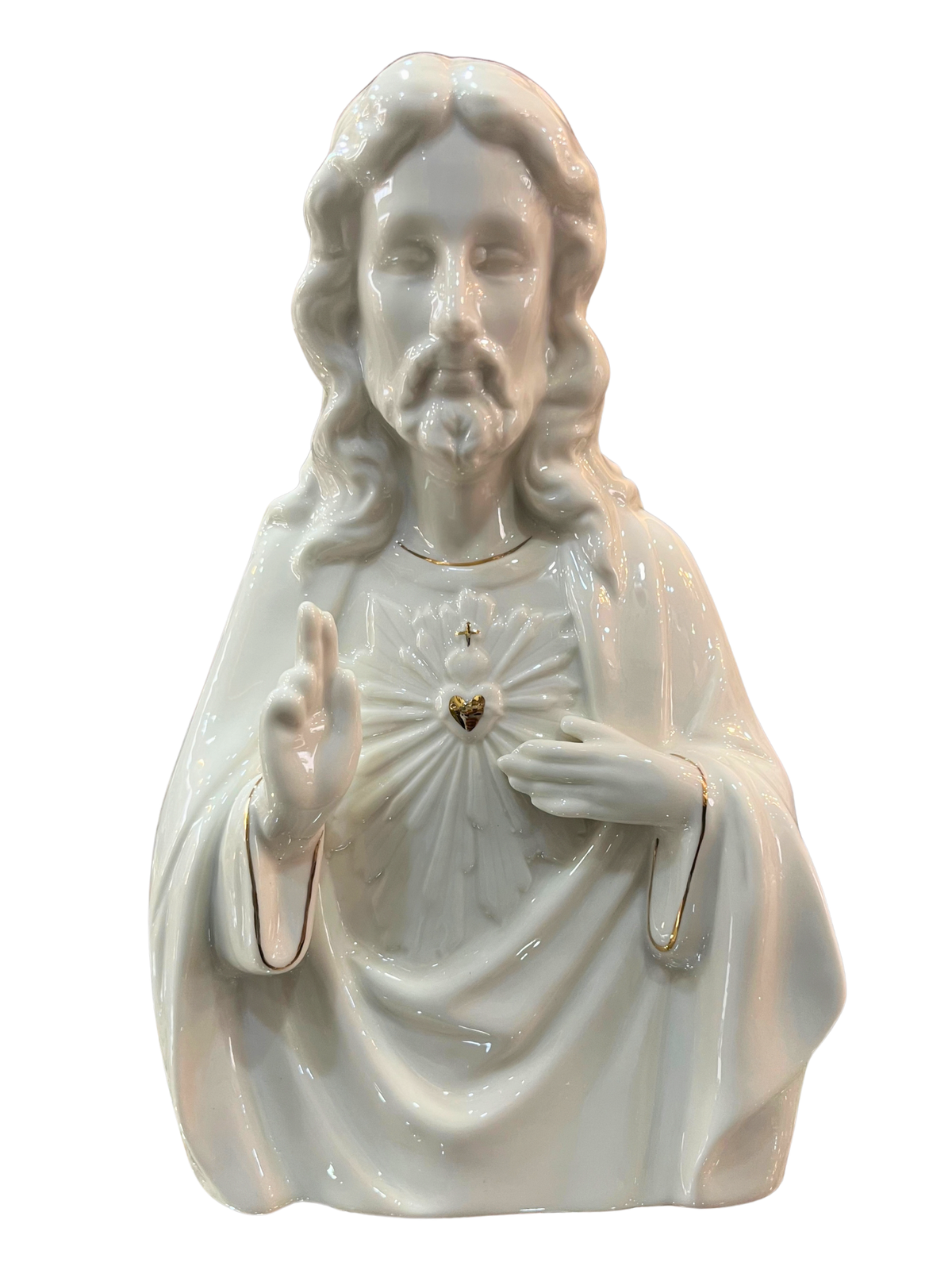 Imagem do Sagrado Coração de Jesus em Porcelana 27 x 17 cm-TerraCotta Arte Sacra