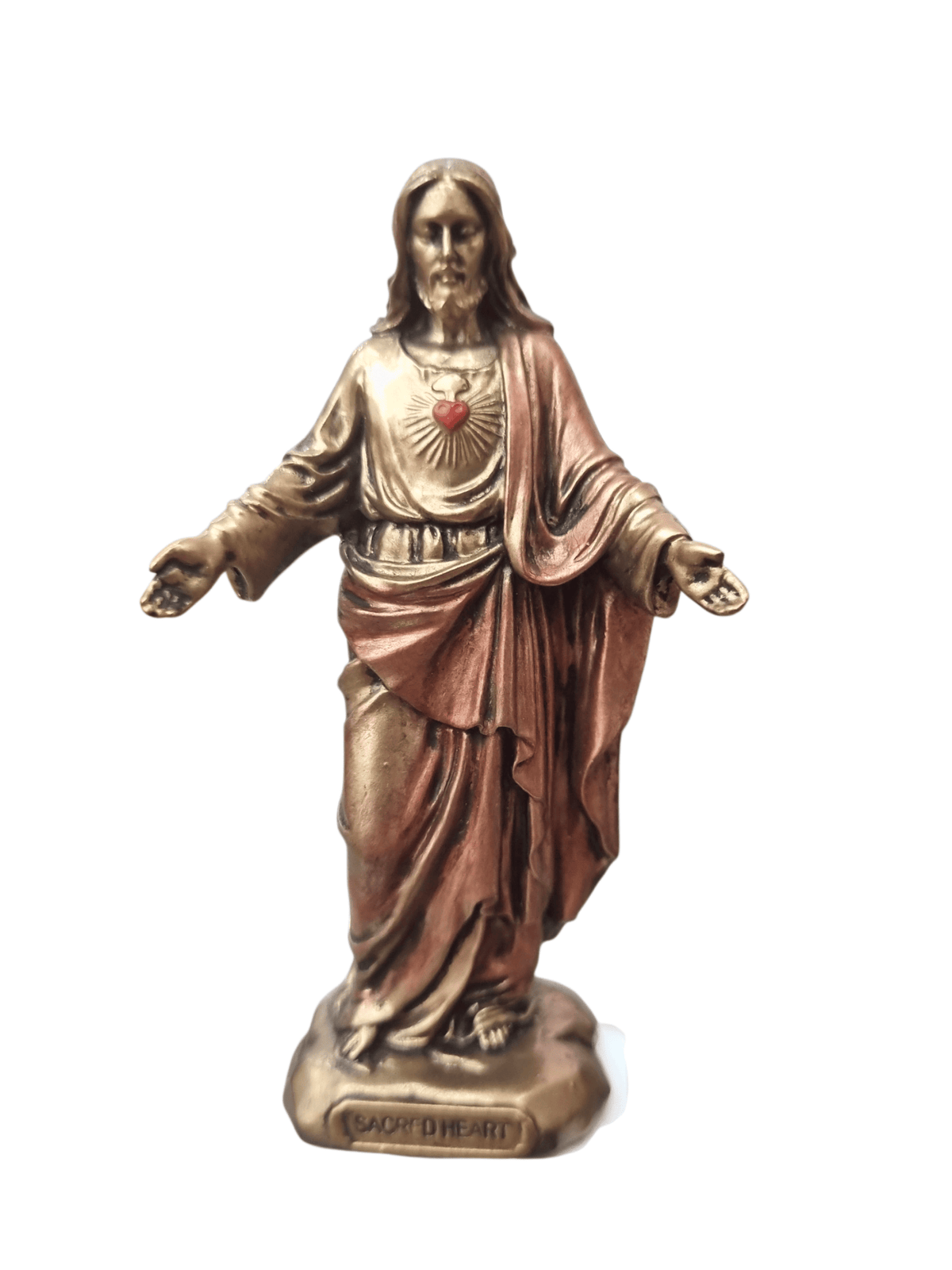 Imagem do Sagrado Coração de Jesus em Resina com Acabamento em Bronze 8,5 cm-TerraCotta Arte Sacra