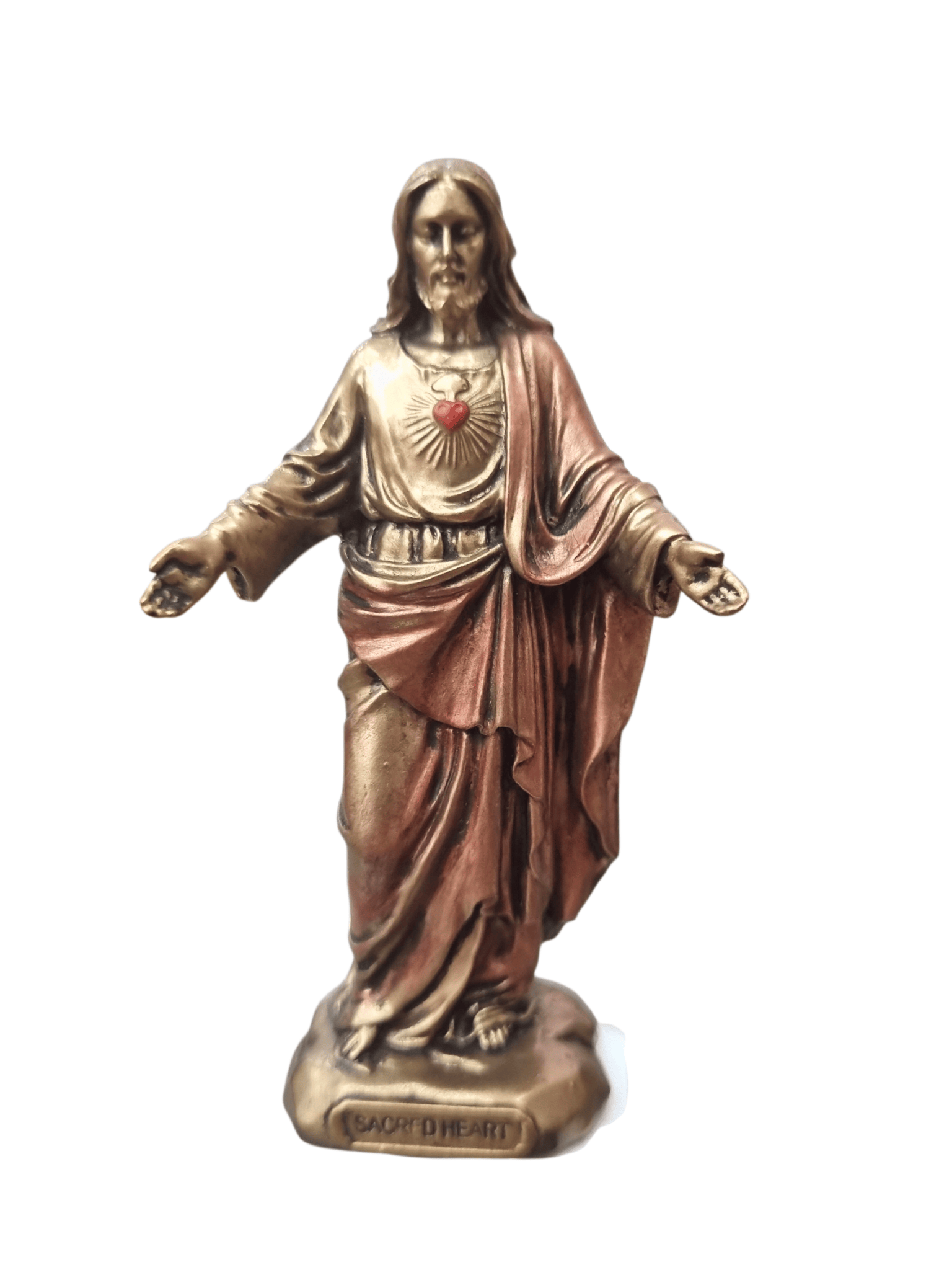 Imagem do Sagrado Coração de Jesus em Resina com Acabamento em Bronze 8,5 cm-TerraCotta Arte Sacra