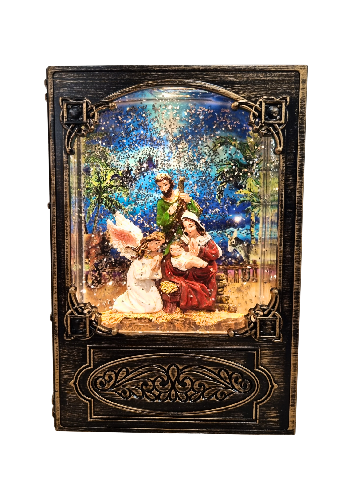 Luminária Sagrada Família com Anjo 19 x 13 cm-TerraCotta Arte Sacra