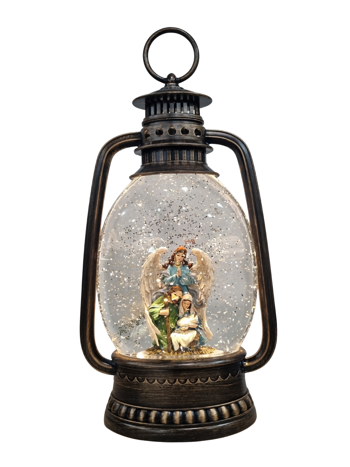 Luminária Sagrada Família com Anjo Azul 32 X 17 cm-TerraCotta Arte Sacra