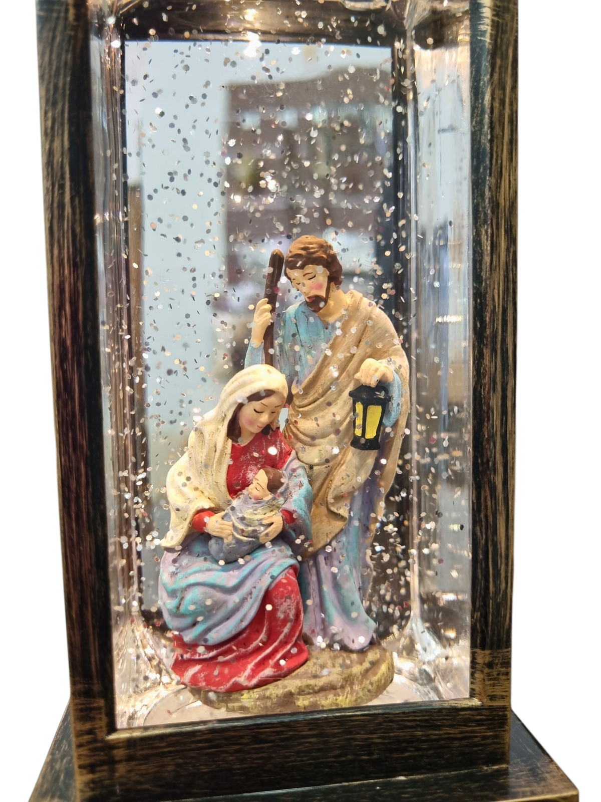 Luminária da Sagrada Família Manto Azul 33 x 11 cm-TerraCotta Arte Sacra
