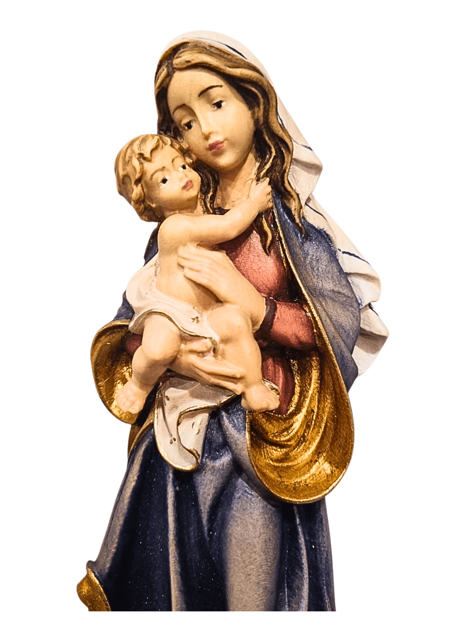 Madona da Paz de Madeira Italiana 20 cm Colorido-TerraCotta Arte Sacra