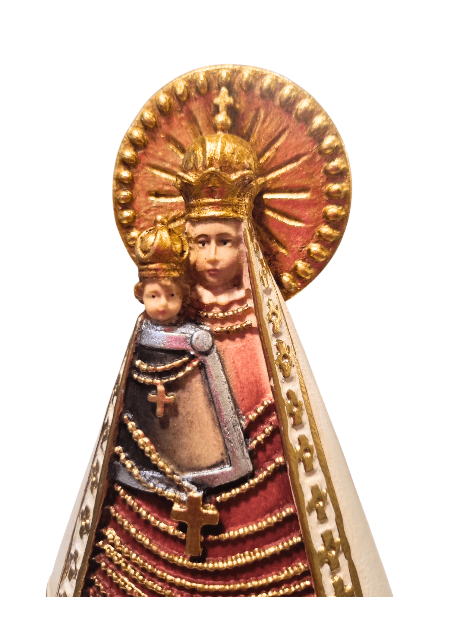 Madonna Mariazell de Madeira Italiana 15,5 cm colorida-TerraCotta Arte Sacra