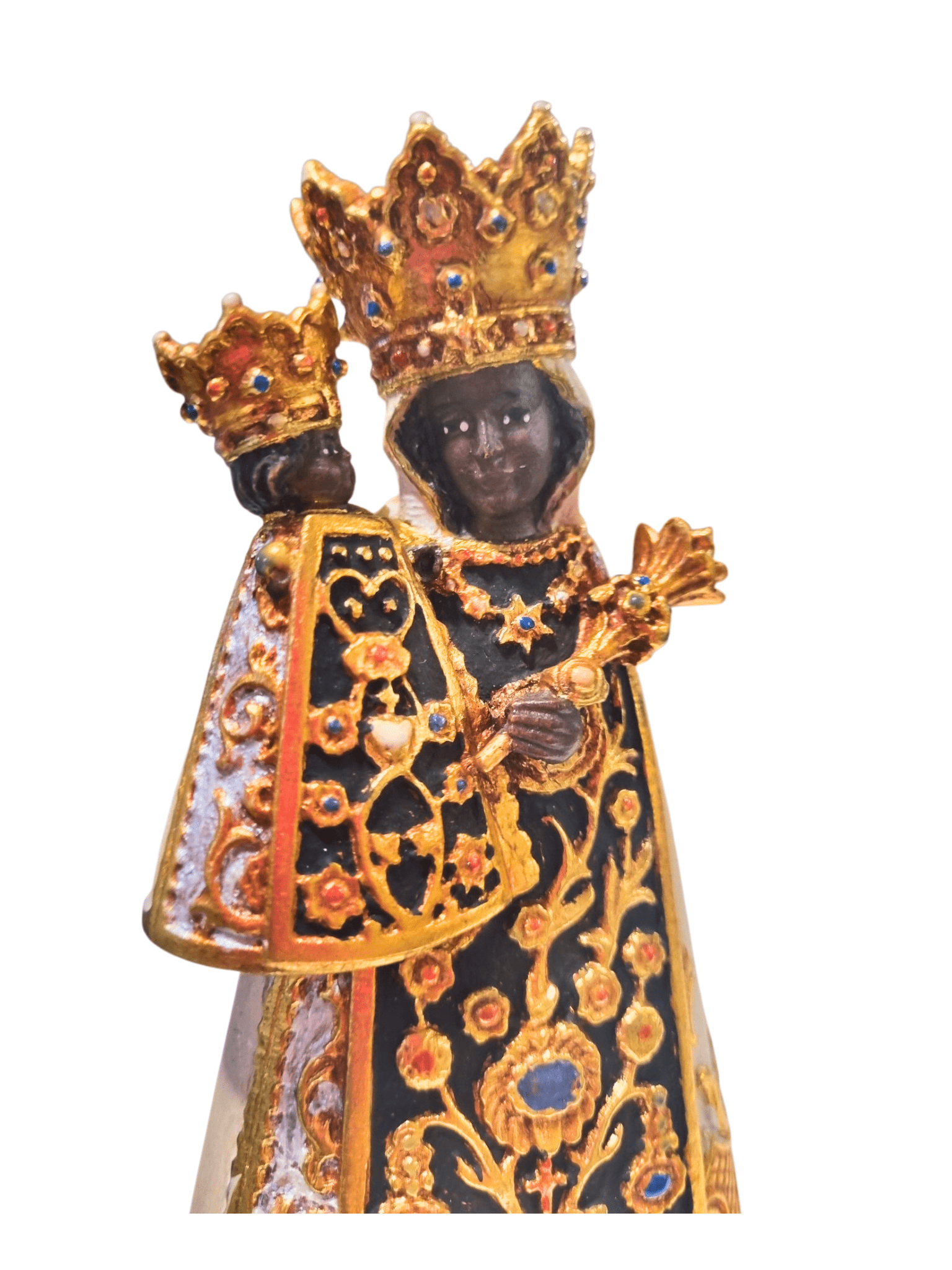 Madonna de Altötting de Madeira Italiana 16 cm Colorida-TerraCotta Arte Sacra