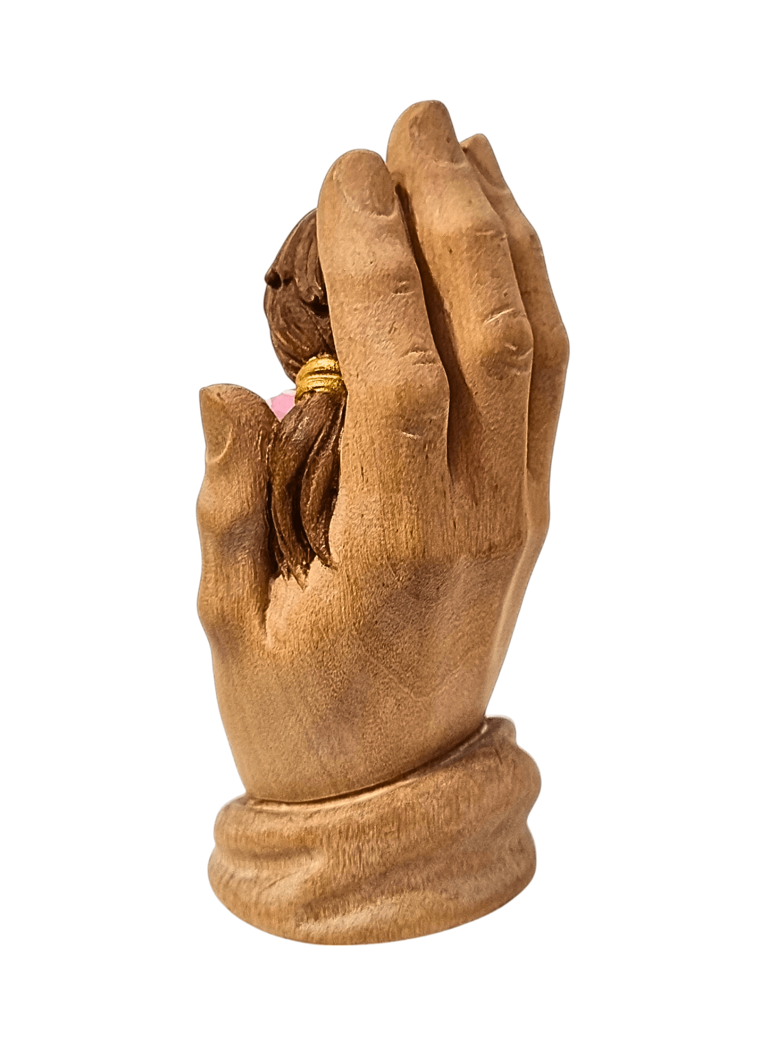 Mão Protetiva Menina em Madeira Colorida 11,5 cm-TerraCotta Arte Sacra