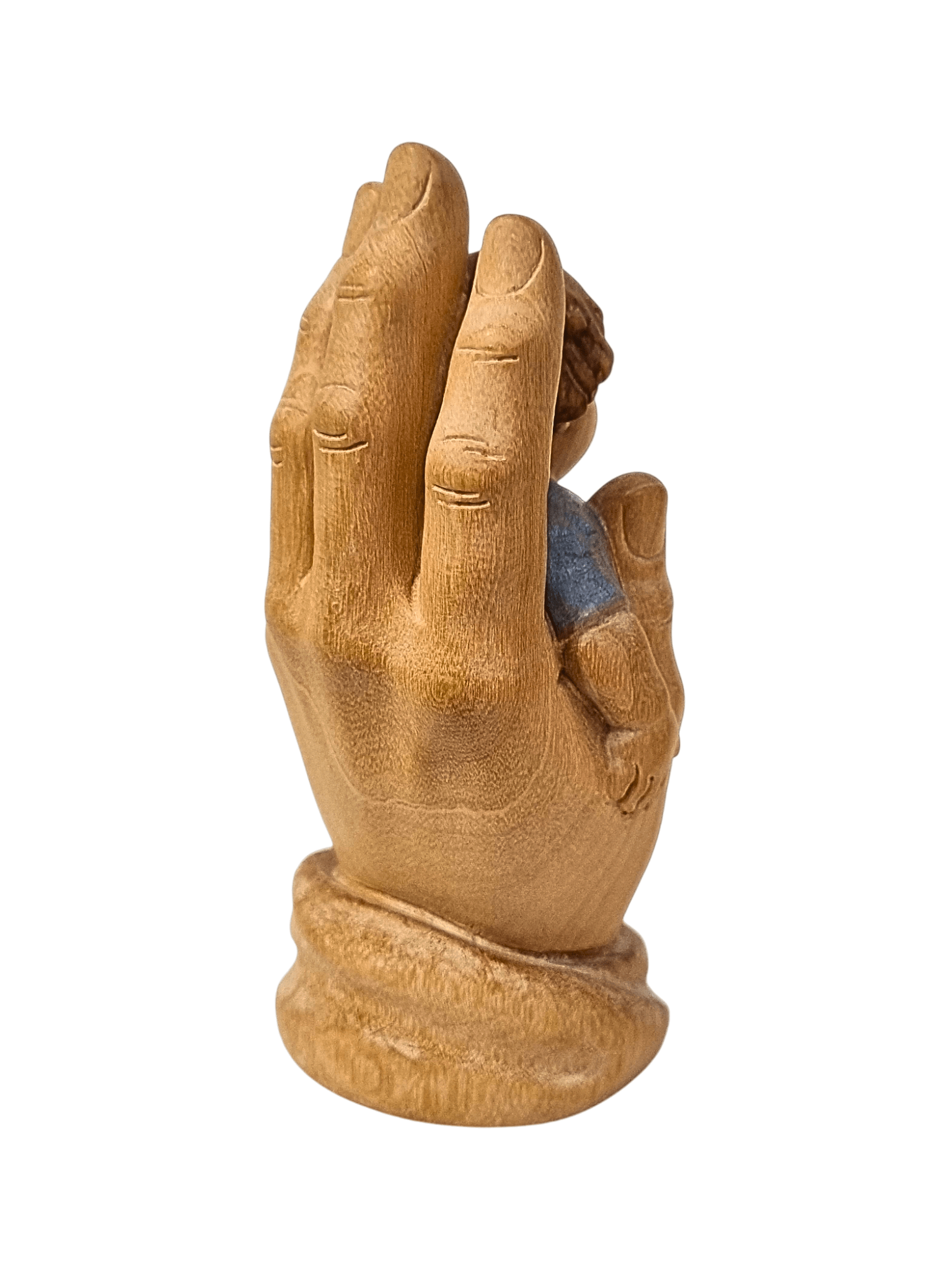 Mão Protetiva Menino em Madeira Colorida 11,5 cm-TerraCotta Arte Sacra