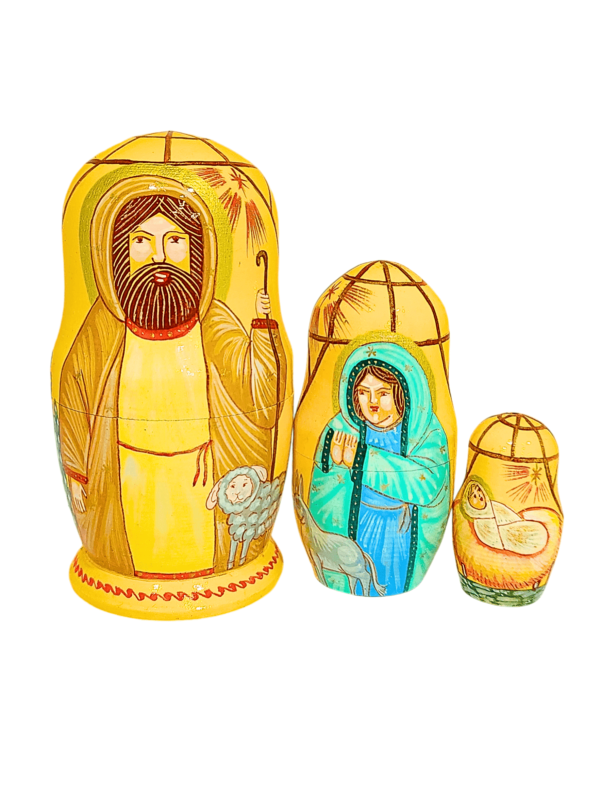 Matrioska Sagrada Família Amarelo 11 x 6 cm-TerraCotta Arte Sacra