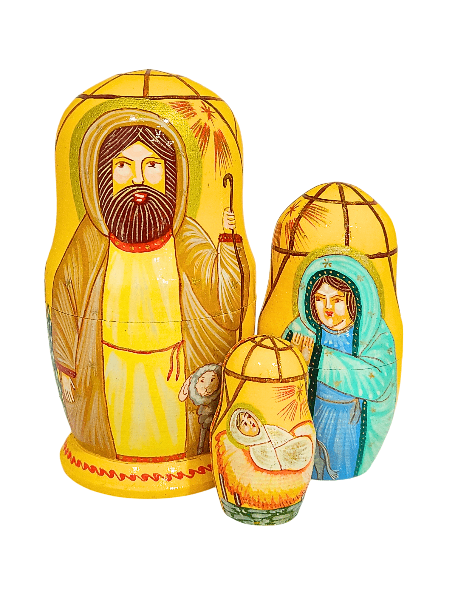 Matrioska Sagrada Família Amarelo 11 x 6 cm-TerraCotta Arte Sacra