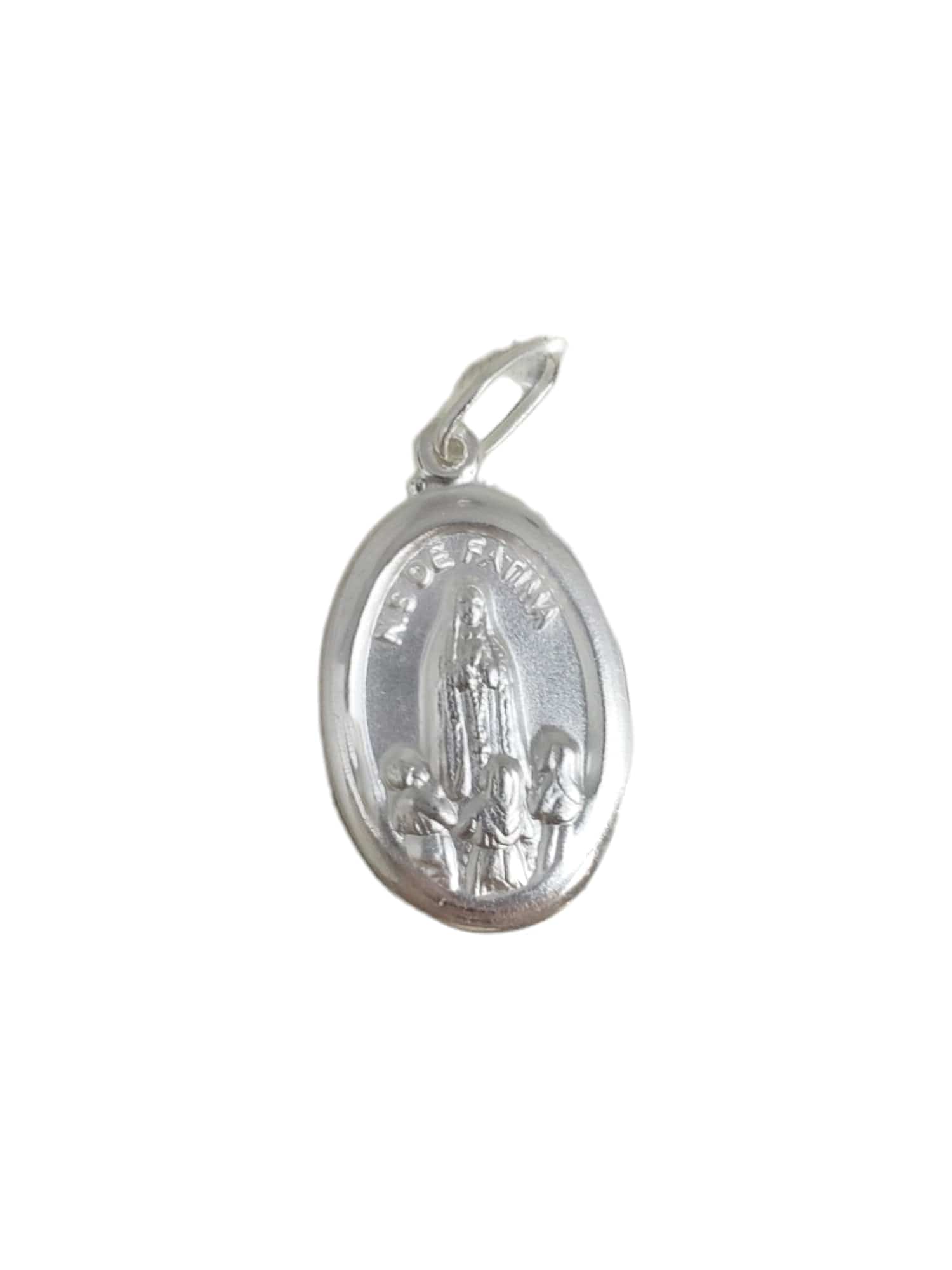 Medalha de Nossa Senhora de Fátima com Pastorinhos em Prata de Lei 925-TerraCotta Arte Sacra