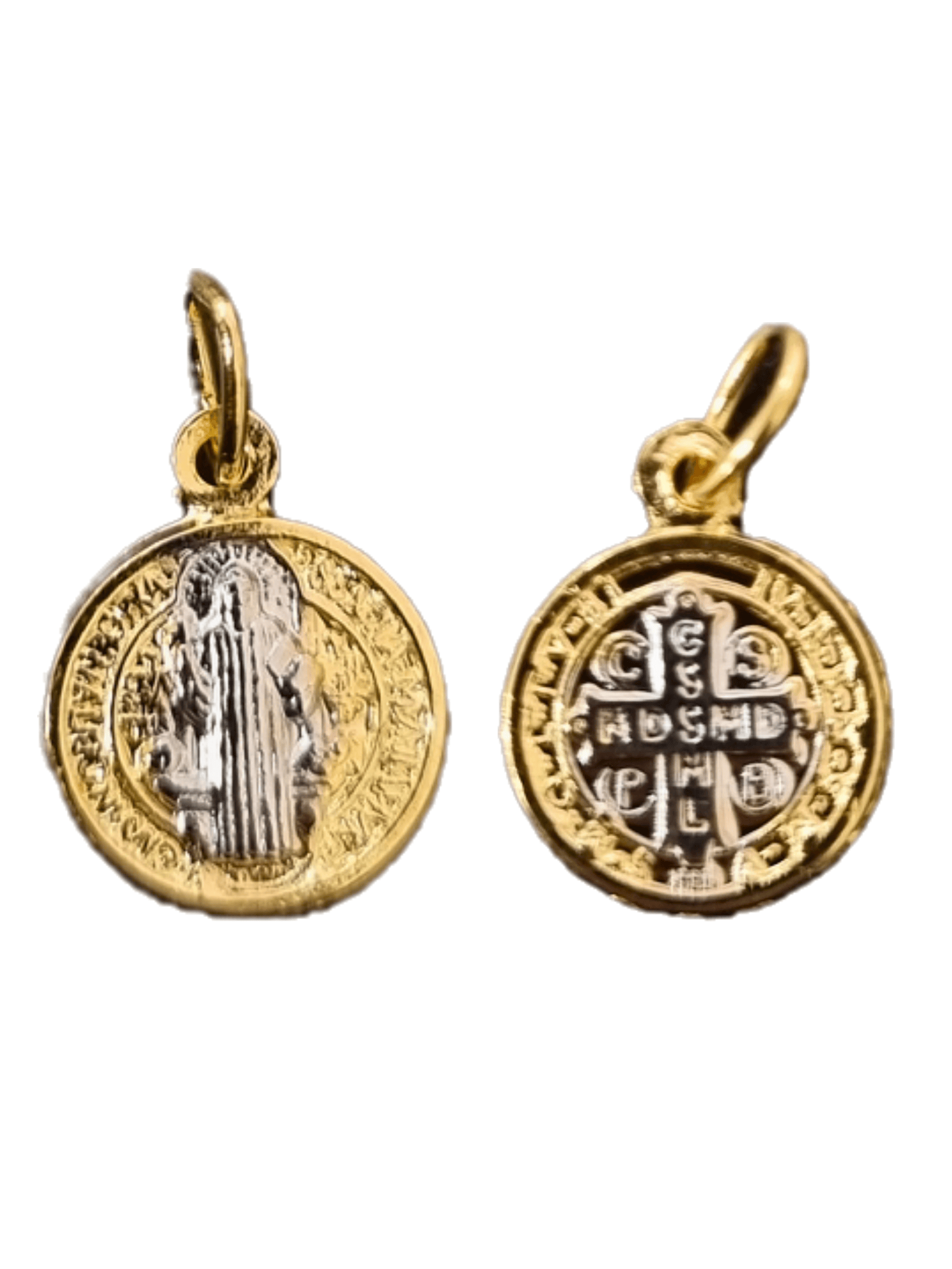 Medalha de São Bento Mini em Prata de Lei 925 com Banho de Ouro-TerraCotta Arte Sacra