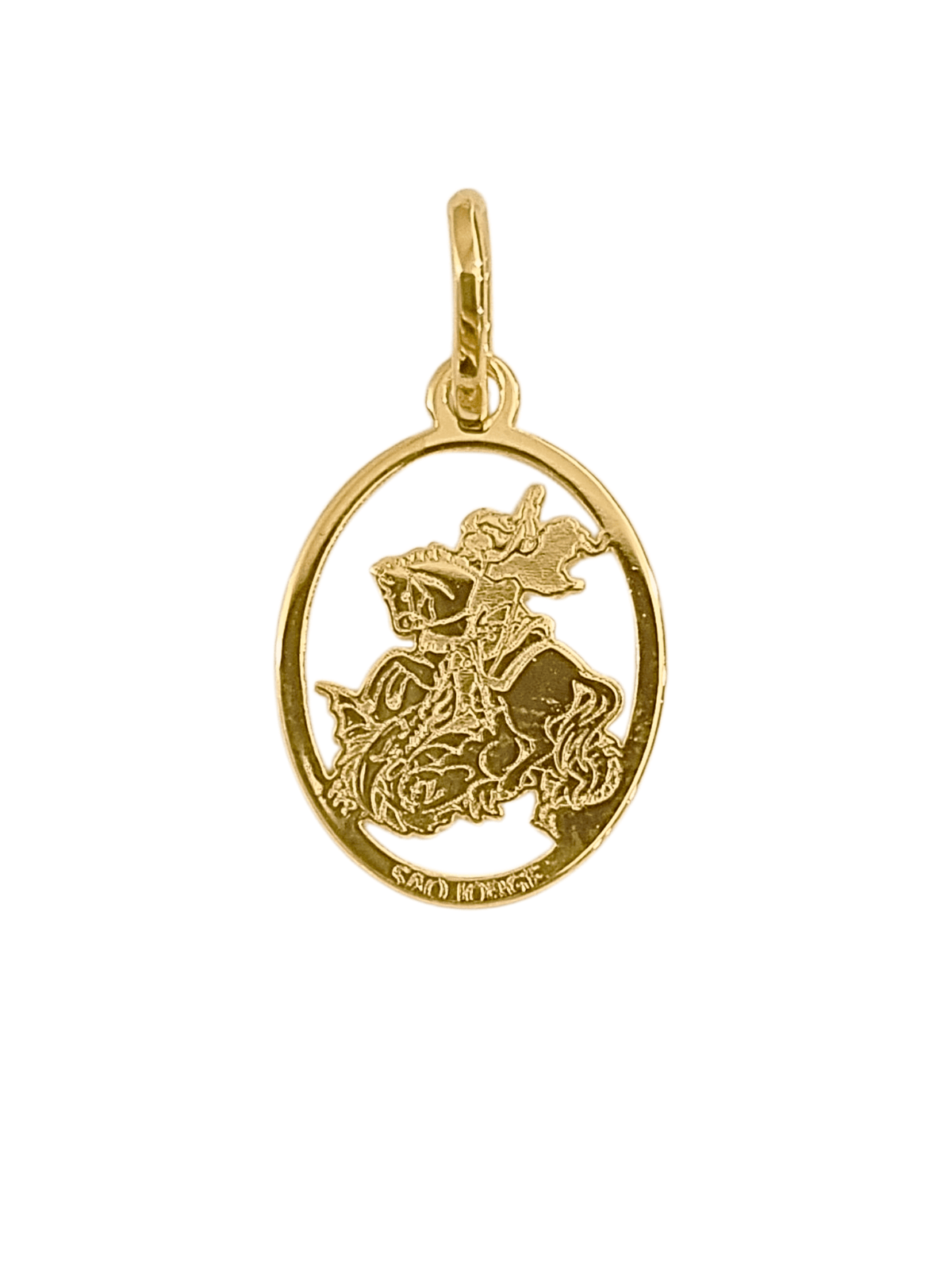 Medalha de São Jorge Oval Vazada em Prata de Lei 925 com Banho de Ouro 18K-TerraCotta Arte Sacra