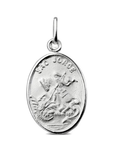 Medalha de São Jorge Oval em Prata de Lei 925-TerraCotta Arte Sacra