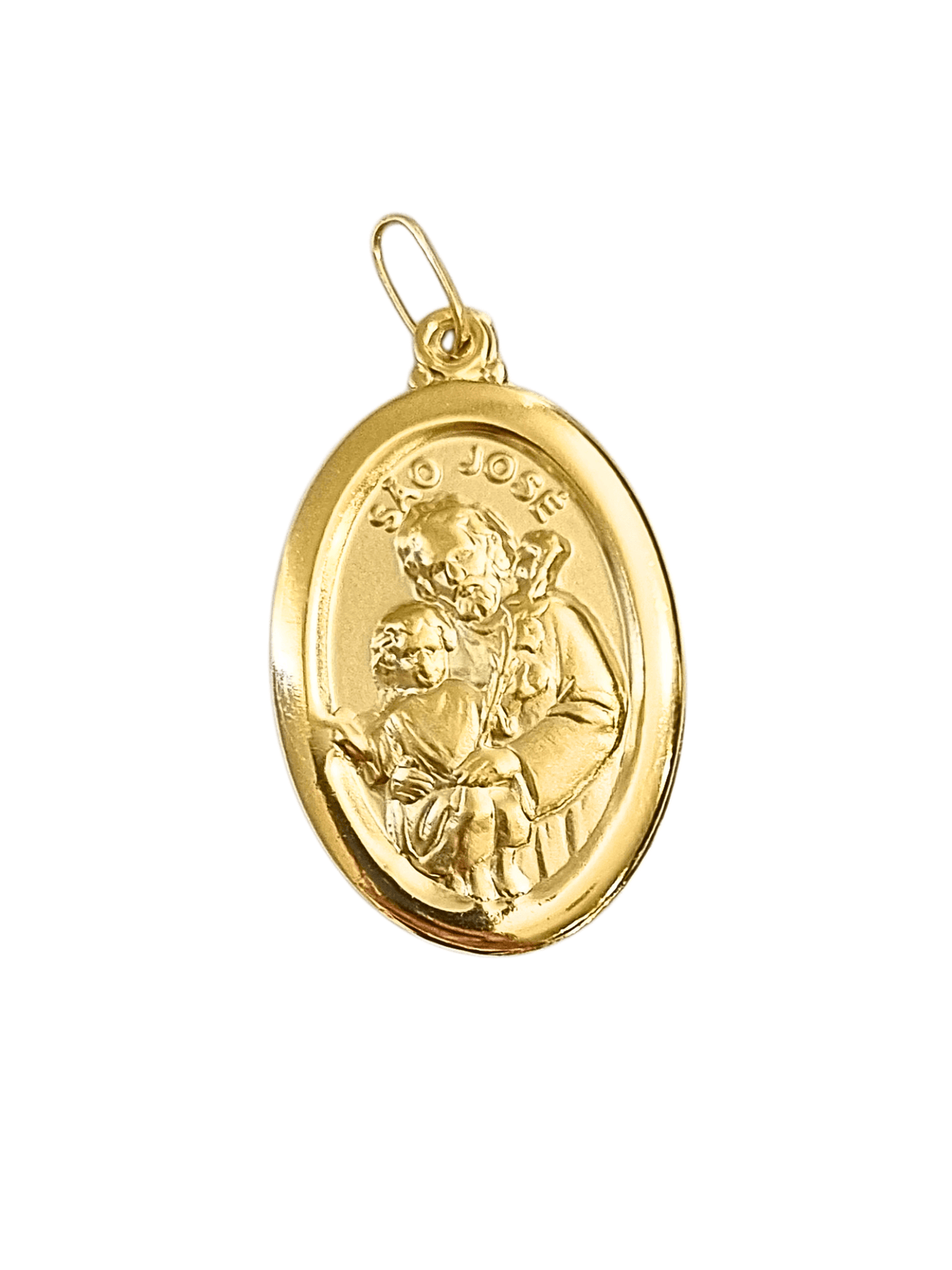 Medalha de São José em Prata de Lei 925 e Banho de Ouro 18 K-TerraCotta Arte Sacra