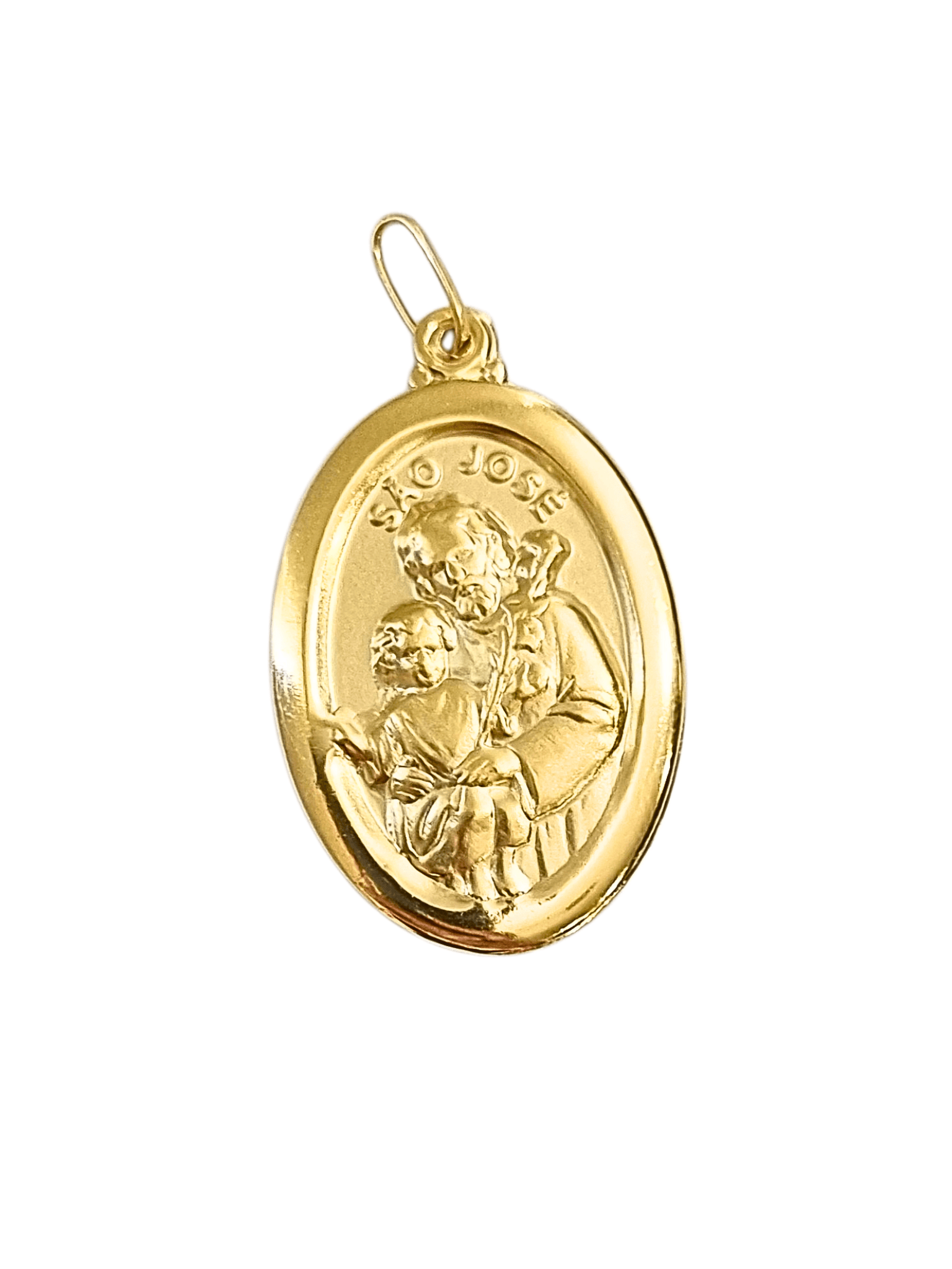 Medalha de São José em Prata de Lei 925 e Banho de Ouro 18 K-TerraCotta Arte Sacra