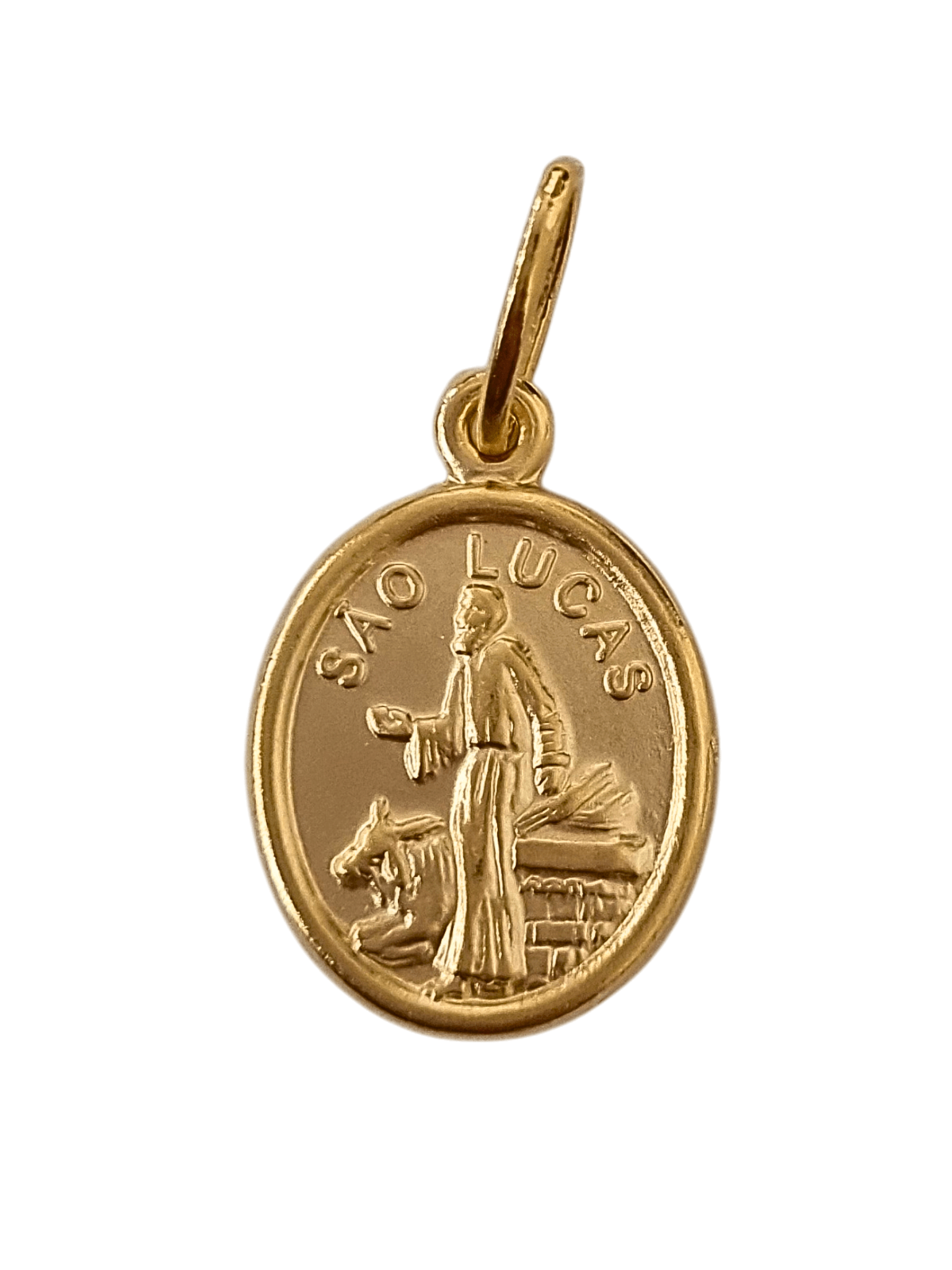 Medalha de São Lucas em Prata de Lei 925 e Banho de Ouro 18 K-TerraCotta Arte Sacra