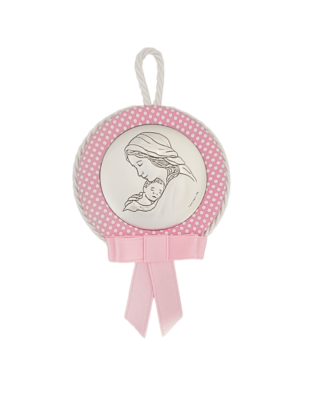 Medalhão de Berço com Medalha de Prata Madona (Meninas)-TerraCotta Arte Sacra