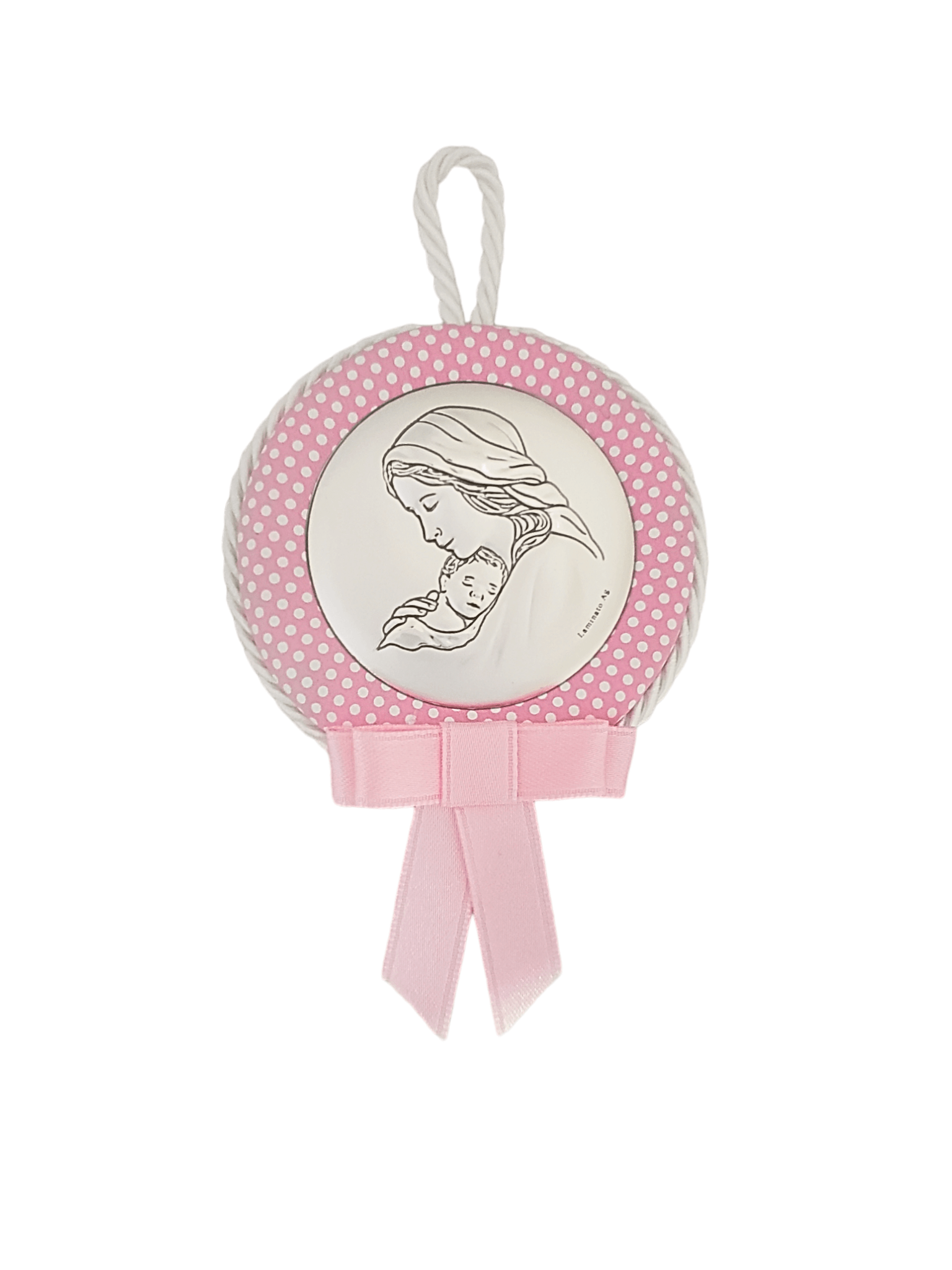 Medalhão de Berço com Medalha de Prata Madona (Meninas)-TerraCotta Arte Sacra