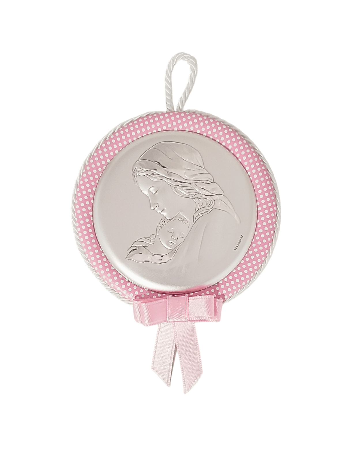 Medalhão de Berço com Medalha de Prata Madona e Música (Meninas)-TerraCotta Arte Sacra